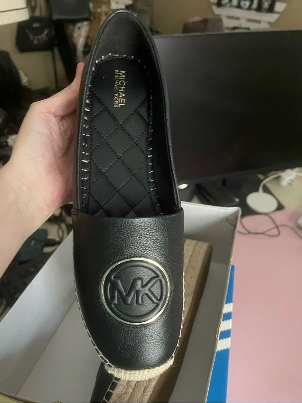 BNWT Michael Kors Women’s Black MK Logo Espadrille Loafer